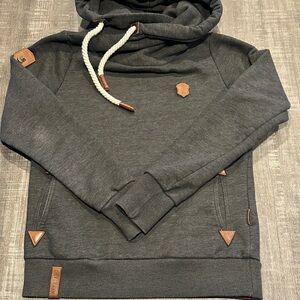 Naketano Dark Gray Hoodie with Brown Accents